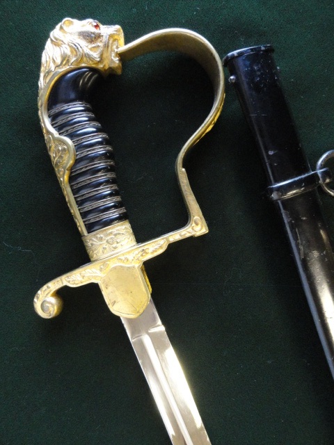 Third Reich Lion Head Sword w/Superb Gilding to Hilt Fittings (#26753)